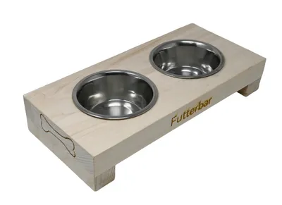 Produktbild von Ruhti - Futterbar Hundenapf Napf, Echtholz, Futterstation, Natur, 60 x 30 x 30 cm