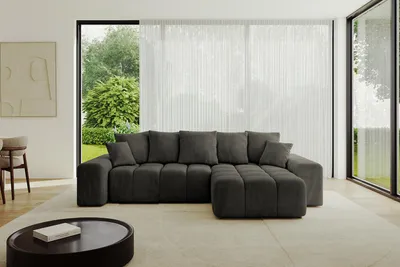 Produktbild von ALTDECOR Ecksofa mit Schlaffunktion und Bettkasten ENIL-L 297x189x68 cm  Schwarz - Corner Sofa Eckcouch Couch L-Form  Schlafcouch Ausziehbar Wohnlandschaft