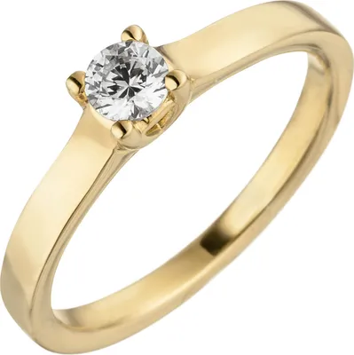 Produktbild von Ring eleganter Solitär Diamant Brillant schlicht 585 Gold Gelbgold Innenumfang 58mm  Ø18.5mm