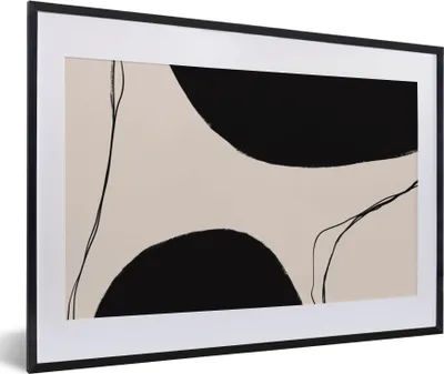 Produktbild von MuchoWow® Gerahmtes Poster Pastell - Schwarz - Minimalismus 60x40 cm - Poster mit Schwarzem Bilderrahmen Wandposter Rahmen Foto Bilder - Schlafzimmer - Plakat in Rahmen - Drucken
