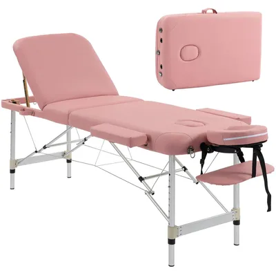 Produktbild von Massageliege - Klappbare Behandlungsliege - Mit Kopfstütze - Aluminiumgestell - Für Salon und gewerbliche Nutzung - Rosa