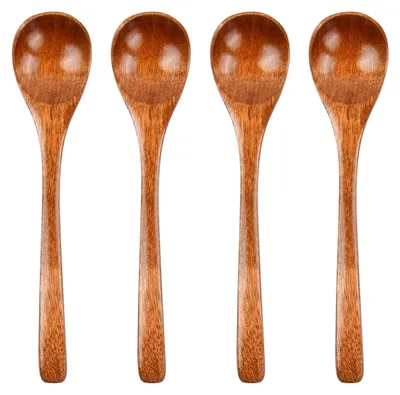 Holzlöffel-Set, 4 Stück, 14,5 cm, Honiglöffel, Kaffeelöffel