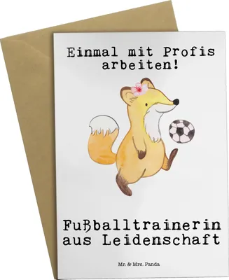 Produktbild von Mr. & Mrs. Panda Grußkarte Fußballtrainerin Leidenschaft - Weiß - Geschenk, Spruch, Glücksbringer, Fußballspiel, osterkarten, hochzeitskarten, weihnachtskarten, Lustig