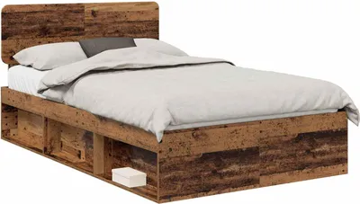 Produktbild von vidaXL Bettrahmen Altholz 135 x 190 cm Massives Kiefernholz