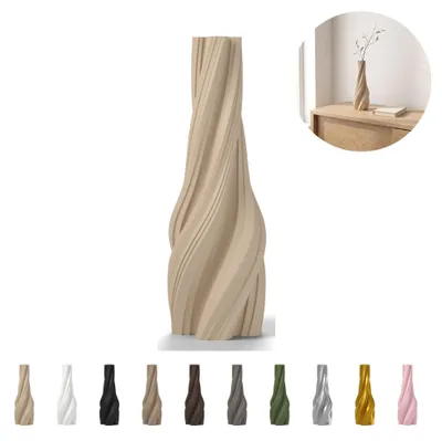 Zdjęcie produktu dla Wazon dekoracyjny skręcony 18,2 cm, spiralny z PLA – Beżowy