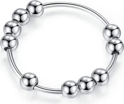 Produktbild von INF Anti-Stress-Ring mit 10 drehbaren Perlen kupfer platinfarben 20.5 mm