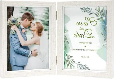Produktbild von Fotolijst aus Holz 13 x 18 cm, doppeltes Falten, weiß, modern, für Wand oder Tisch, ideal für Familie, Kinder, Hochzeit, Geschenk