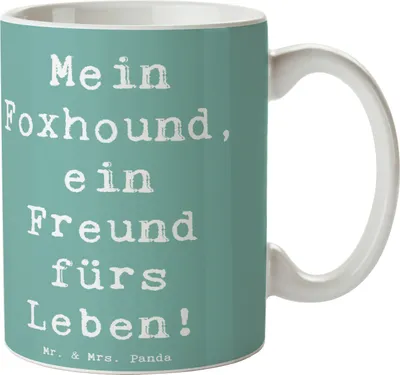 Produktbild von Mr. & Mrs. Panda Kaffeetasse Spruch Foxhound Freund - Meeresbrise - Geschenk, Kaffeebecher, Hunderassen Pflege, Aussehen, Eigenschaften, treuer Begleiter, Bewegung, Hunde