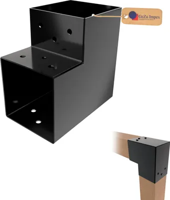 Produktbild von GeZu Impex Pfostenecke 2 Balken L-Form 121 x 121 mm Schwarz Pulverbeschichtet