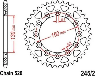 Immagine prodotto di Pignone 45Z passo 520 per HONDA GILERA YAMAHA Pignone posteriore