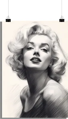 Produktbild von Marilyn Monroe Poster - Film Poster - Schwarz-Weiß Poster - Skizze Poster - Filmikone Poster - 61x91cm - Perfekt zum Einrahmen