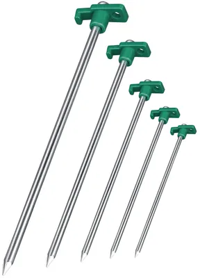 Zdjęcie produktu dla 48 sztuk stalowych kołków do mocowania w ziemi z plastikową głowicą, średnica 0,8 cm