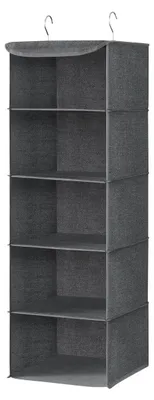 Zdjęcie produktu dla Szary organizer wiszący do szafy z 5 przegródkami