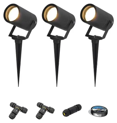 Image de HOFTRONIC - Lot de 3 lampes LED à piquer GU10 4W 345lm 2700K Noir IP65