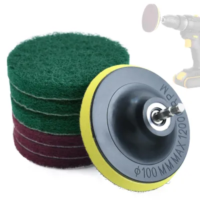 Bohrschwamm-Reinigungsset 10 cm, 6 Pads, Klett, für Fliesen & Fugen