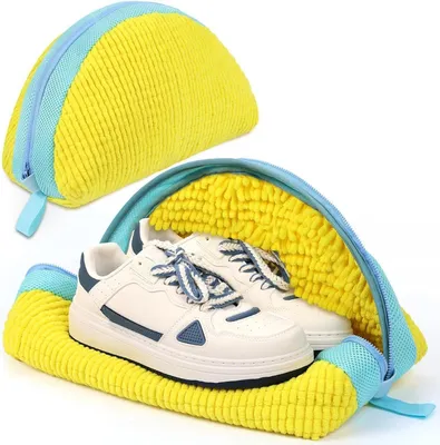 Produktbild von Schuhwaschbeutel 2 Stück mit 360° Chenille Reinigungsflaum Gelb