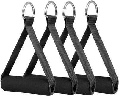 Productafbeelding van Ibenzoa® 4-delige set trainingsgrepen met bediening met één hand, geschikt voor weerstandsbanden en kabels – ergonomische trainingsgrepen met nylon lussen en een robuuste kern