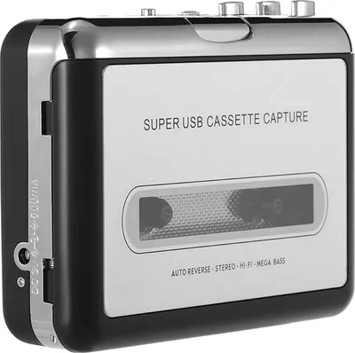 Image de Convertisseur USB pour cassettes Convertisseur de cassettes audio vers MP3 Lecteur de musique portable avec qualité sonore Hi-Fi et écouteurs