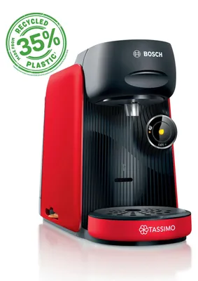 Produktbild von Bosch TAS163E, Pad-Kaffeemaschine, 0,7 l, Kaffeekapsel, 1400 W, Schwarz, Rot
