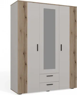 Immagine prodotto di Ampio armadio con 3 ante, 2 cassetti e specchio – AVA 150 | Colore: Kashmir / Evoke Oak