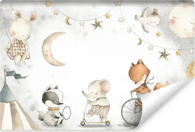Produktbild von Muralo Vlies Fototapete für Kinder TIERE Monde Sterne Ballons Br. 152.5cm x Hö. 104cm