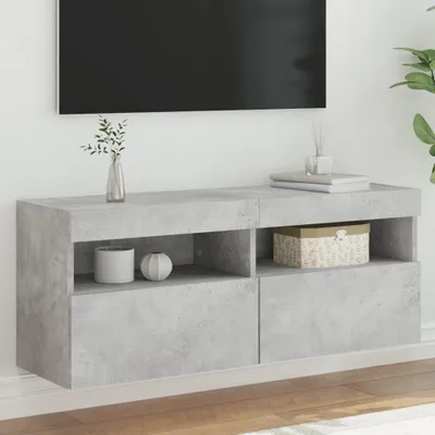 Produktbild von TV-Wandschrank mit LED-Leuchten Betongrau 100x30x40 cm , TV-Schränke 2024 Neu