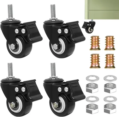 Obrázok produktu pre Nábytkové kolieska 4 kusy, M10 x 25 mm, 50 mm, 210 kg, pre nábytok