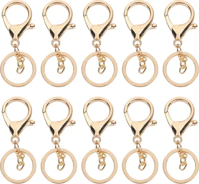 Produktbild von 10pcs Schlüsselkettenbeschichtung nicht verblassender Einfacher Schlüsselbeutel Schnalle Hummerverschlusshaken (Gold)