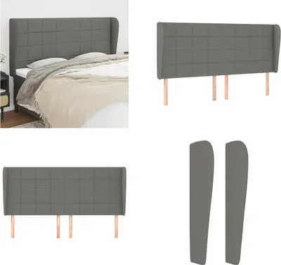 Produktbild von vidaXL Kopfteil mit Ohren Dunkelgrau 203x23x118/128 cm Stoff - Kopfteil - Kopfteile - Bett-Kopfteil - Bettkopfteil