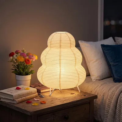 Reispapier-Tischlampe mit E14-Fassung, LED, 26 cm