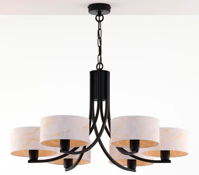 Immagine prodotto di Lampadario ARTHUR bianco-nero-oro 6xE27x20W in metallo, dimensioni: 71x78x78 cm, IP20, Jupiter