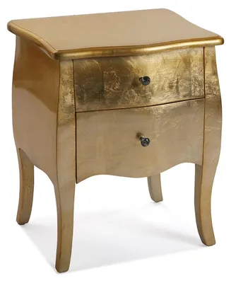 Nachtkästchen 2 Schubladen 60x39x50 cm MDF Gold