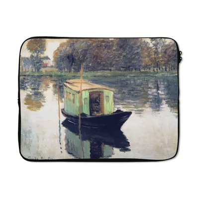 Produktbild von MuchoWow® Laptop Hülle 17 Zoll Laptoptasche Das Atelierboot - Gemälde von Claude Monet - Zipper - Schutzabdeckung