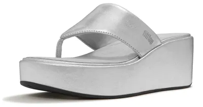 Produktbild von FITFLOP FitFlop Plateau-Sandalen mit Keilabsatz und Zehensteg SILBER 40
