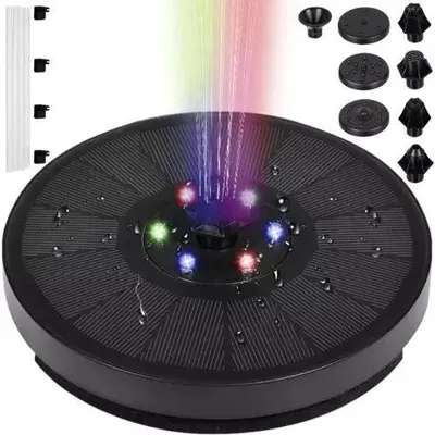 Immagine prodotto di Fontana da giardino solare a LED RGB, galleggiante, potenza 3 W, portata 180 l/h, codice prodotto 23227