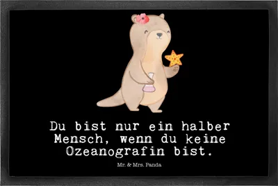 Produktbild von Mr. & Mrs. Panda fußmatte Ozeanografin Herz 50 x 75 cm - Schwarz - Geschenk, Meeresforscher, Schmutzfangmatte, abstreifer, Studium, Naturwissenschaftler, Spruch, Lustig