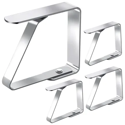 Imagen del producto de Clips para manteles de acero inoxidable, juego de 4 unidades, 7,5 x 8 cm, para uso en exteriores