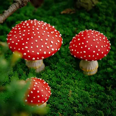 Imagen del producto de Juego de 3 adornos luminosos con forma de seta para el jardín