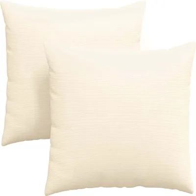 Image de vidaXL Coussins de canapé 2 pièces Crème 80 x 80 cm Tissu velours côtelé