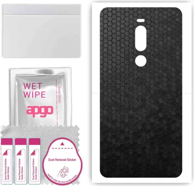 Produktbild von apgo Rückseite Schutzfolie, Skin, kompatibel mit Meizu X8, Hinten Displayschutzfolie aus Vinylfolie, kratzfest, einfache Montage - Schwarze Honigwabe
