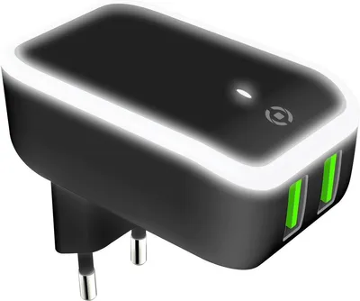Immagine prodotto di Celly TC2USBLEDBK Caricabatterie per dispositivi mobili Universale Nero, Bianco AC Interno