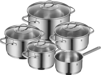 Produktbild von 5-teilige Pfannenset Induktion geeignet Glasdeckel