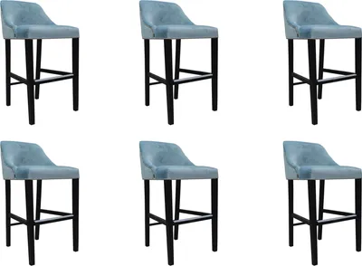 Produktbild von 6x Design Komplett Stuhl Set Barhocker Hocker Chesterfield Garnitur Set Stühle