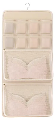Hängender Netz-Organizer, 10 Fächer, beige, 39x70 cm