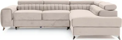 Image de Best Mobilier Talisay - canapé d'angle droit - 5 places - convertible avec coffre - en velours , Beige
