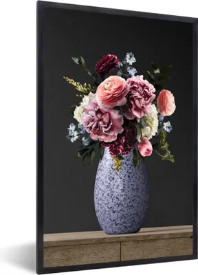 Produktbild von MuchoWow® Gerahmtes Poster Rosen - Farben - Stilleben 40x60 cm - Poster mit Schwarzem Bilderrahmen Wandposter Rahmen Foto Bilder - Papierdruck - Wandbilder