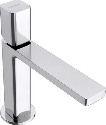 Produktbild von Mai & Mai Armatur Waschtischarmatur eckiges Design Badarmatur Silber Chrom 19,6cm hoch Waschtisch-Einhebelmischer DIN-Anschlüsse WAO-7901