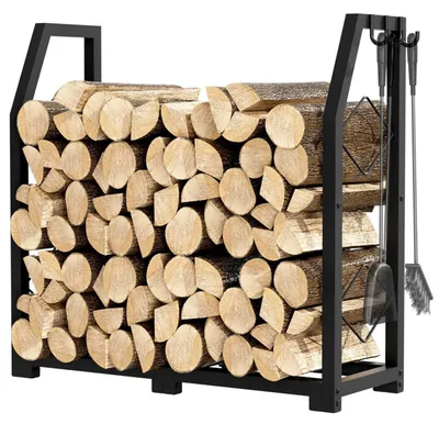 Produktbild von Holzständer für Außenbereich mit 3 Haken, Schwarz, 83x30x80 cm
