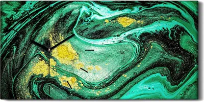 Produktbild von Wandkunst Leinwand Bild Uhr Geräuschlos Kunstdruck 60x30 Malerei Abstrakte Kunst - schwarze Hände