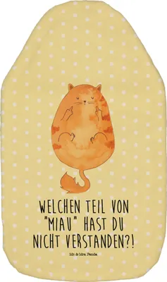 Produktbild von Mr. & Mrs. Panda Wärmflasche Katze Mittelfinger - Gelb Pastell - Geschenk, Kater, wärmebeutel, naturkautschuk, Wärmekissen, Cat, mit Bezug, Katzen, Wärmflaschen, Mietze
